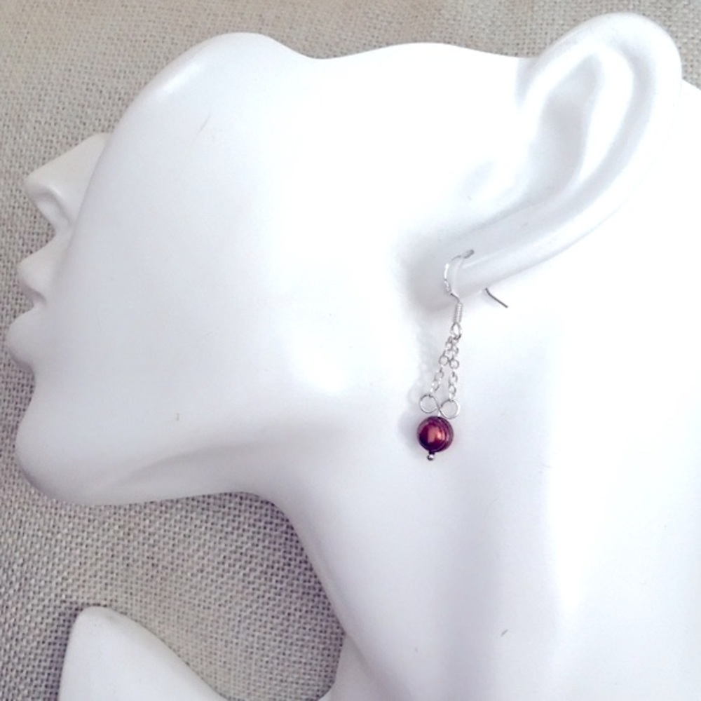 Freshwater Pearls Burgundy 5MM 925 wires